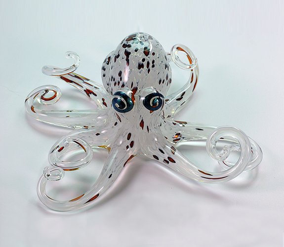 Michael Hopko- Blown Glass Opaline Speckled Octopus